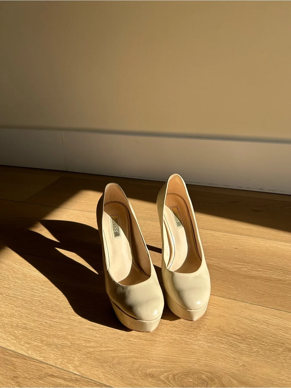 Guess Cream Platform Pumps - Women's High Heel Shoes